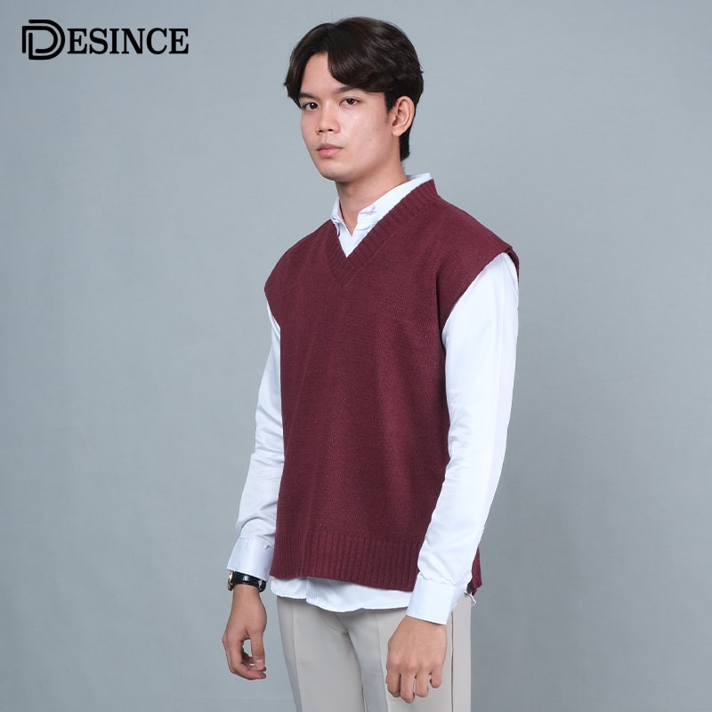 🇲🇾 DESINCE Men Knitted Sleeveless Shirt Unisex Knit V-neck