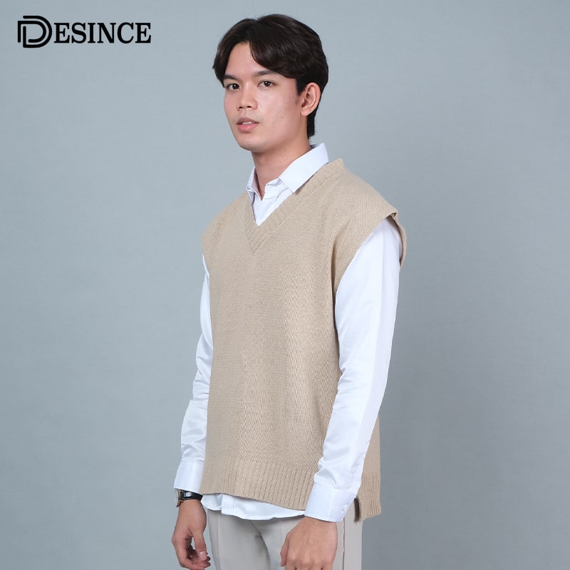 🇲🇾 DESINCE Men Knitted Sleeveless Shirt Unisex Knit V-neck