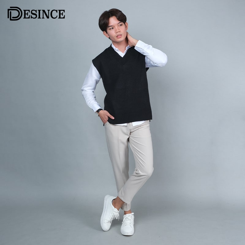 🇲🇾 DESINCE Men Knitted Sleeveless Shirt Unisex Knit V-neck