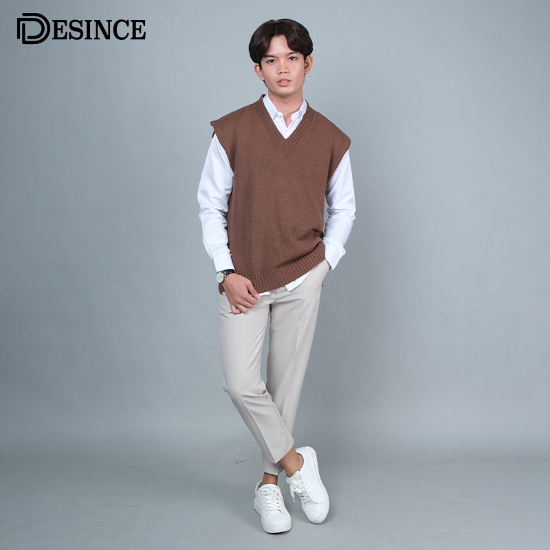 🇲🇾 DESINCE Men Knitted Sleeveless Shirt Unisex Knit V-neck